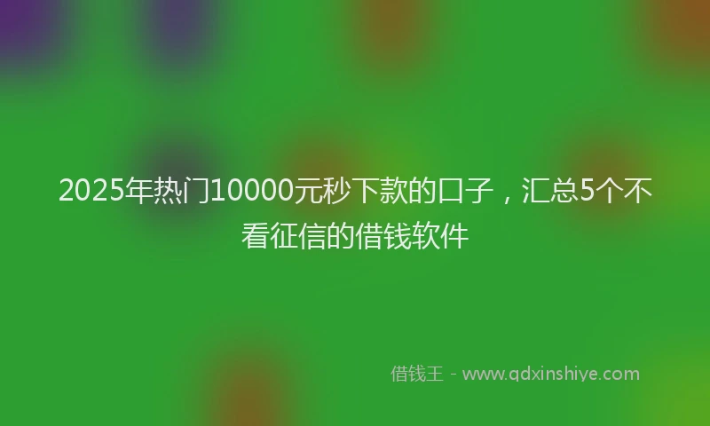 2025年热门10000元秒下款的口子，汇总5个不看征信的借钱软件