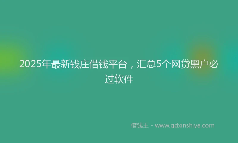 2025年最新钱庄借钱平台，汇总5个网贷黑户必过软件
