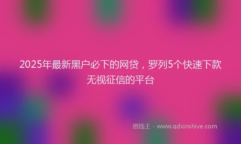 2025年最新黑户必下的网贷，罗列5个快速下款无视征信的平台