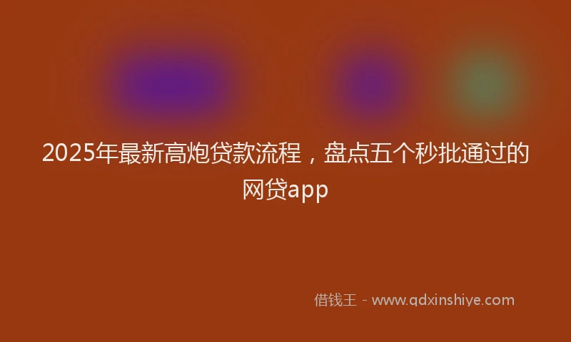 2025年最新高炮贷款流程，盘点五个秒批通过的网贷app