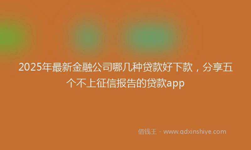 2025年最新金融公司哪几种贷款好下款，分享五个不上征信报告的贷款app