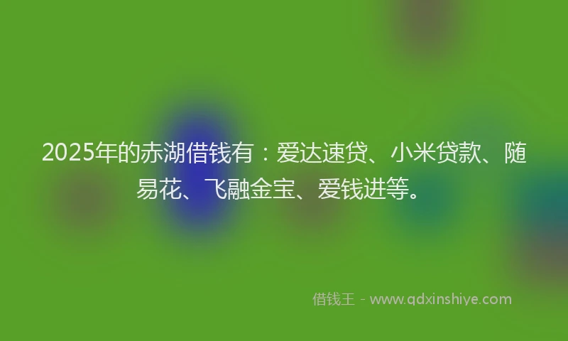2025年的赤湖借钱有：爱达速贷、小米贷款、随易花、飞融金宝、爱钱进等。