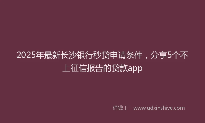 2025年最新长沙银行秒贷申请条件，分享5个不上征信报告的贷款app