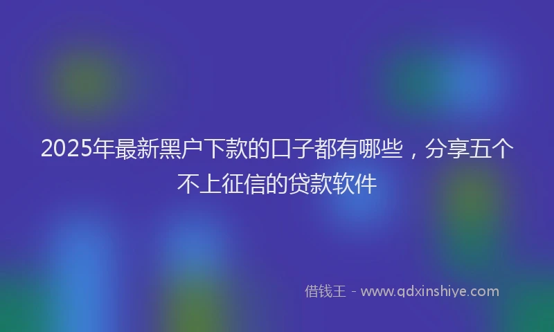 2025年最新黑户下款的口子都有哪些，分享五个不上征信的贷款软件