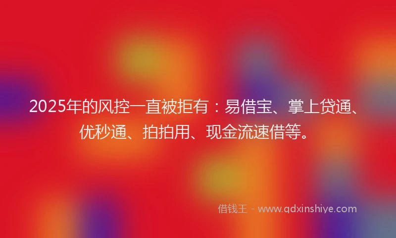 2025年的风控一直被拒有：易借宝、掌上贷通、优秒通、拍拍用、现金流速借等。