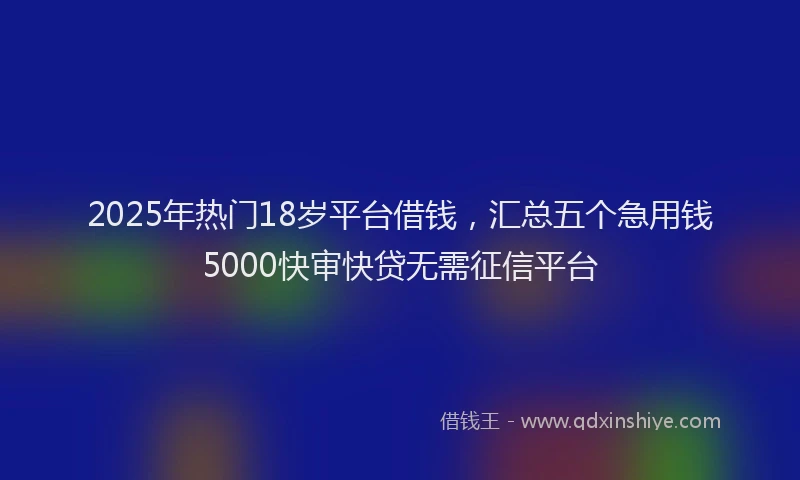 2025年热门18岁平台借钱，汇总五个急用钱5000快审快贷无需征信平台