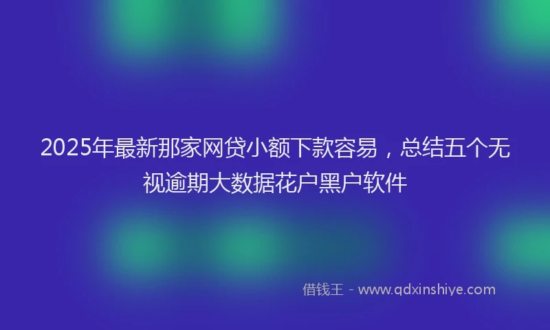 2025年最新那家网贷小额下款容易，总结五个无视逾期大数据花户黑户软件