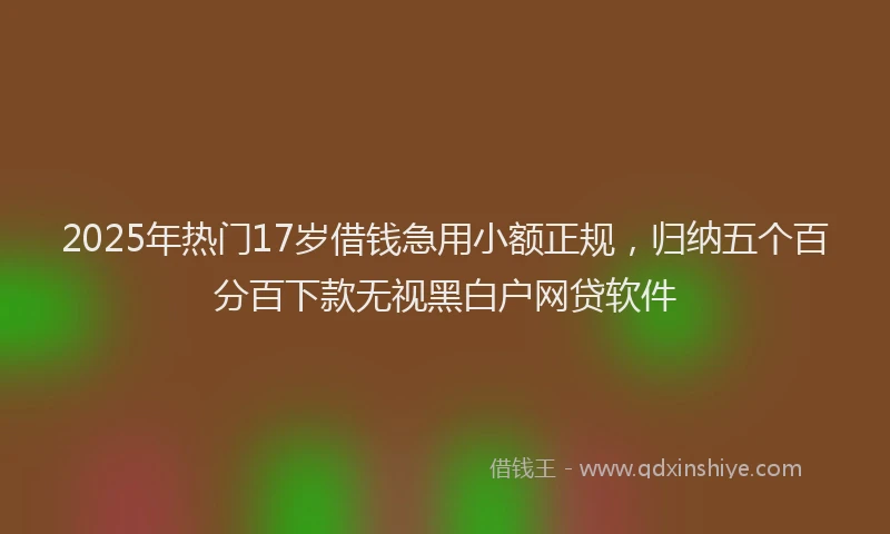 2025年热门17岁借钱急用小额正规，归纳五个百分百下款无视黑白户网贷软件