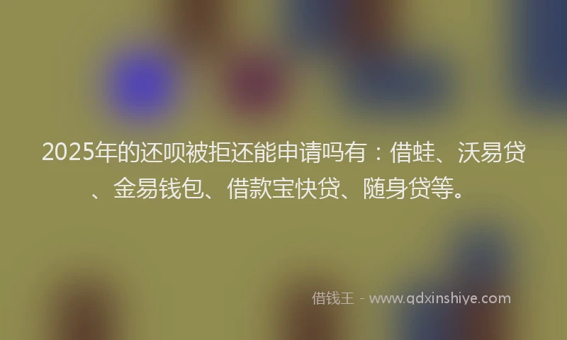 2025年的还呗被拒还能申请吗有：借蛙、沃易贷、金易钱包、借款宝快贷、随身贷等。
