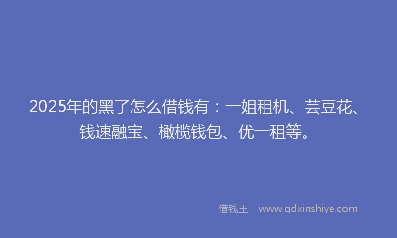 2025年的黑了怎么借钱有：一姐租机、芸豆花、钱速融宝、橄榄钱包、优一租等。