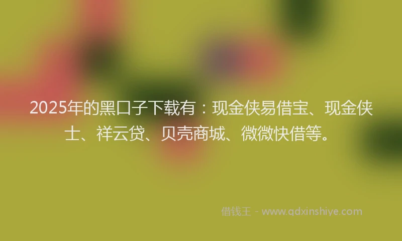 2025年的黑口子下载有：现金侠易借宝、现金侠士、祥云贷、贝壳商城、微微快借等。