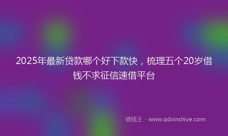 2025年最新贷款哪个好下款快，梳理五个20岁借钱不求征信速借平台