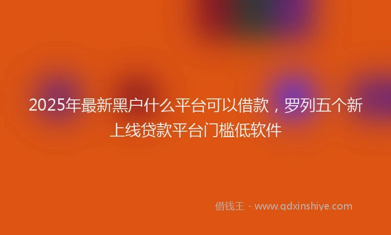 2025年最新黑户什么平台可以借款，罗列五个新上线贷款平台门槛低软件