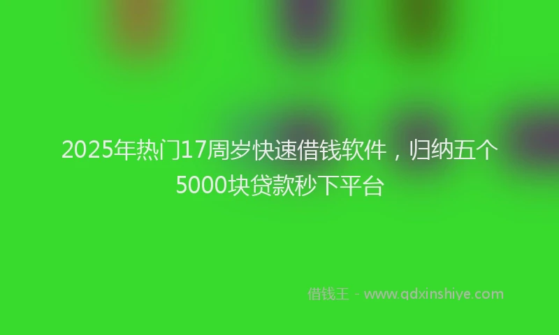 2025年热门17周岁快速借钱软件，归纳五个5000块贷款秒下平台