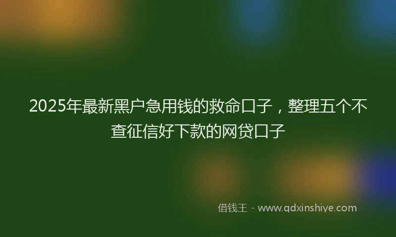 2025年最新黑户急用钱的救命口子，整理五个不查征信好下款的网贷口子