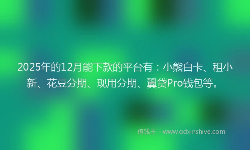 2025年的12月能下款的平台有：小熊白卡、租小新、花豆分期、现用分期、翼贷Pro钱包等。