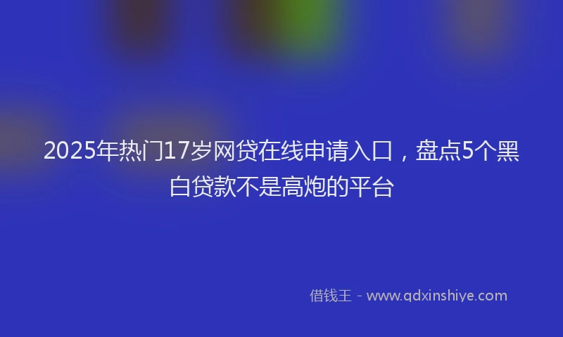 2025年热门17岁网贷在线申请入口，盘点5个黑白贷款不是高炮的平台
