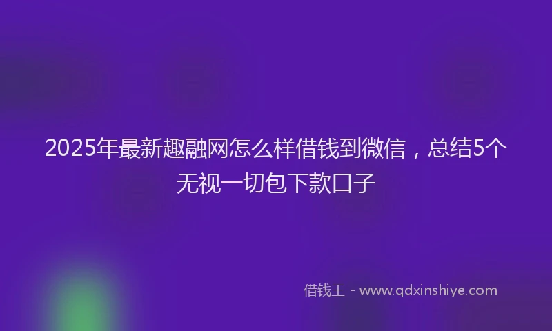 2025年最新趣融网怎么样借钱到微信，总结5个无视一切包下款口子
