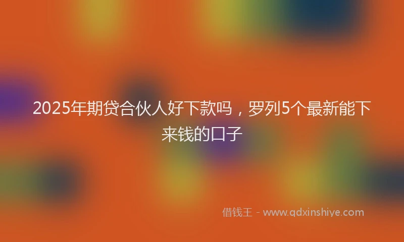 2025年期贷合伙人好下款吗，罗列5个最新能下来钱的口子