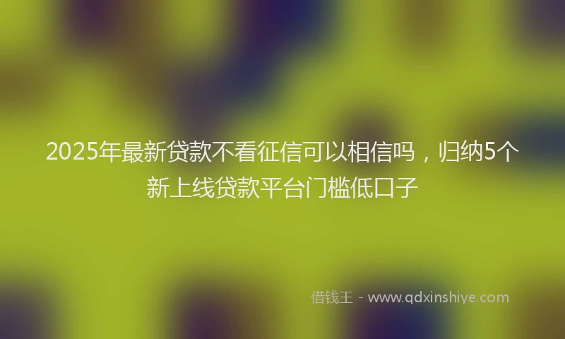 2025年最新贷款不看征信可以相信吗，归纳5个新上线贷款平台门槛低口子