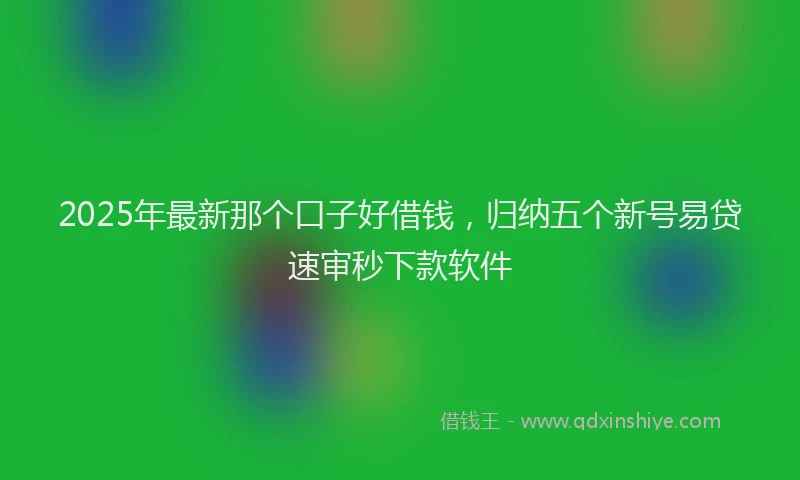 2025年最新那个口子好借钱，归纳五个新号易贷速审秒下款软件