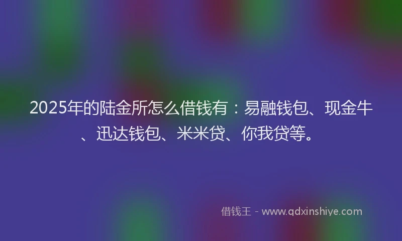 2025年的陆金所怎么借钱有：易融钱包、现金牛、迅达钱包、米米贷、你我贷等。