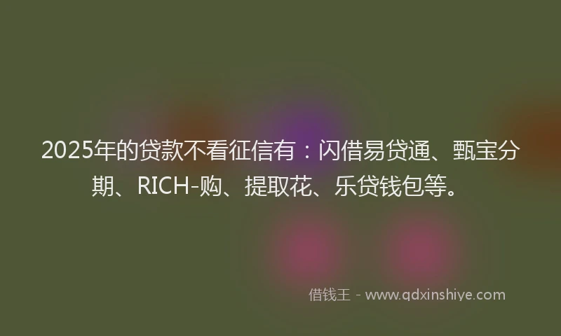 2025年的贷款不看征信有：闪借易贷通、甄宝分期、RICH-购、提取花、乐贷钱包等。