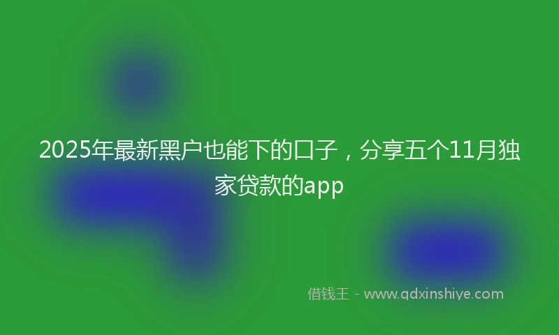 2025年最新黑户也能下的口子，分享五个11月独家贷款的app