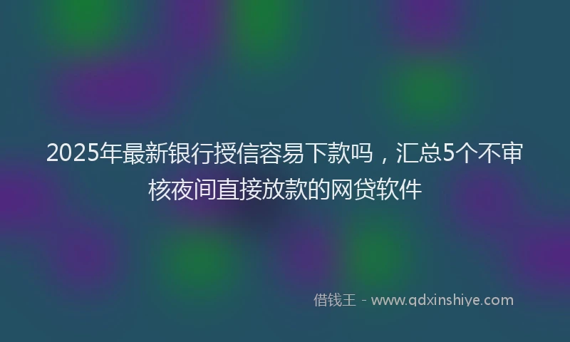 2025年最新银行授信容易下款吗，汇总5个不审核夜间直接放款的网贷软件