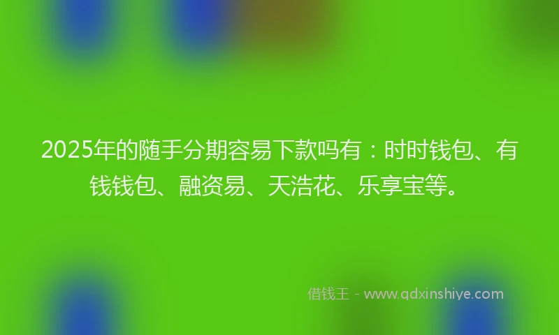 2025年的随手分期容易下款吗有：时时钱包、有钱钱包、融资易、天浩花、乐享宝等。