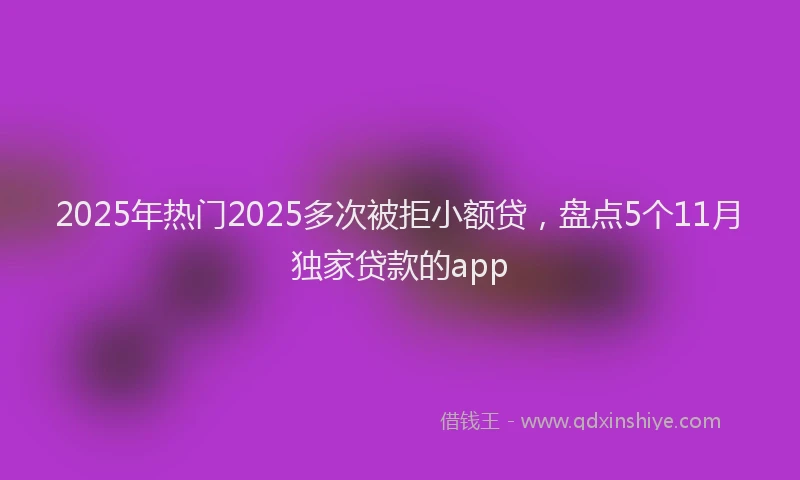 2025年热门2025多次被拒小额贷，盘点5个11月独家贷款的app