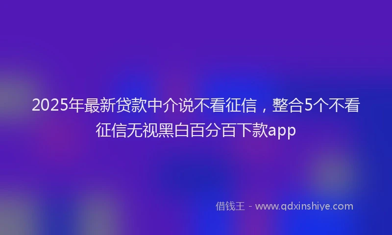 2025年最新贷款中介说不看征信，整合5个不看征信无视黑白百分百下款app