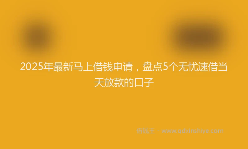 2025年最新马上借钱申请，盘点5个无忧速借当天放款的口子