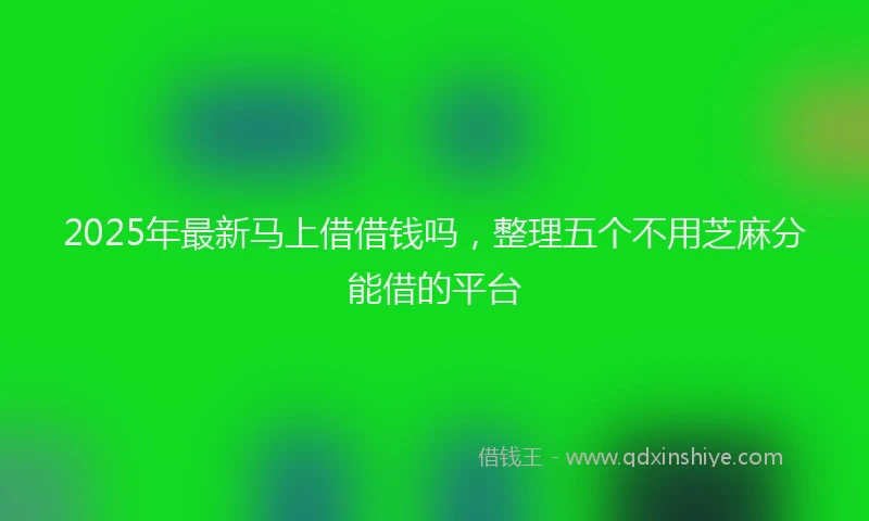 2025年最新马上借借钱吗，整理五个不用芝麻分能借的平台