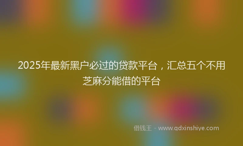 2025年最新黑户必过的贷款平台，汇总五个不用芝麻分能借的平台