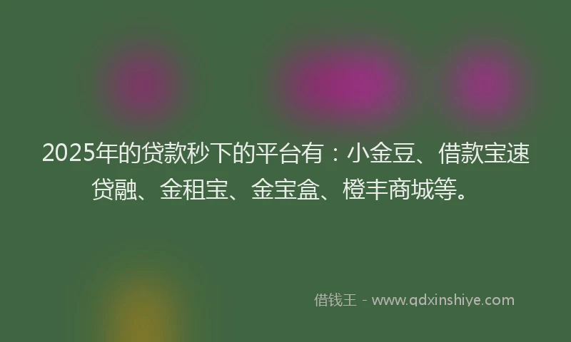 2025年的贷款秒下的平台有：小金豆、借款宝速贷融、金租宝、金宝盒、橙丰商城等。