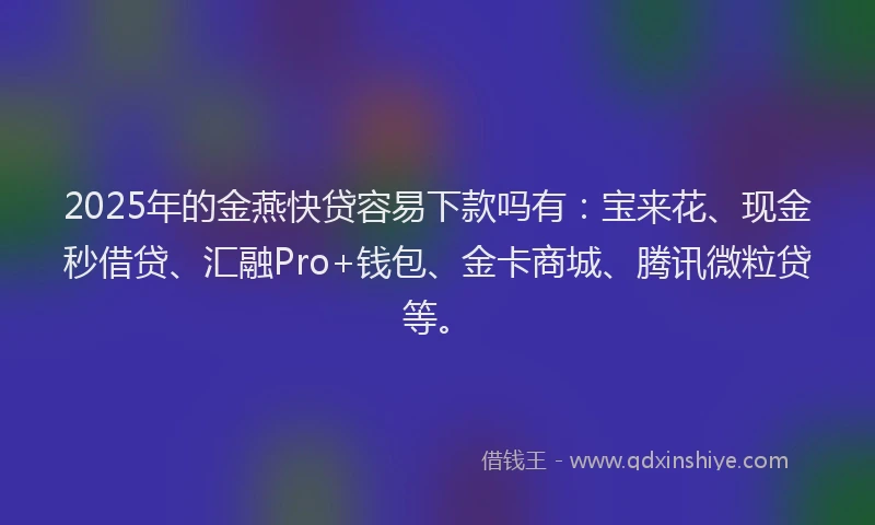 2025年的金燕快贷容易下款吗有：宝来花、现金秒借贷、汇融Pro+钱包、金卡商城、腾讯微粒贷等。
