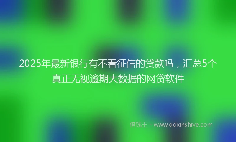 2025年最新银行有不看征信的贷款吗，汇总5个真正无视逾期大数据的网贷软件
