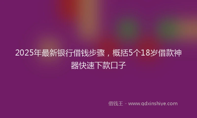 2025年最新银行借钱步骤，概括5个18岁借款神器快速下款口子