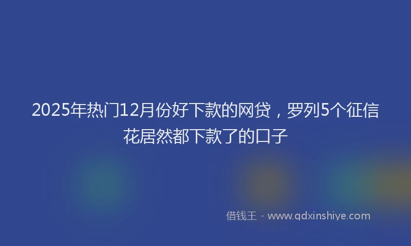 2025年热门12月份好下款的网贷，罗列5个征信花居然都下款了的口子