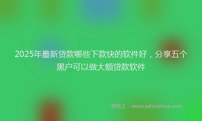 2025年最新贷款哪些下款快的软件好，分享五个黑户可以做大额贷款软件