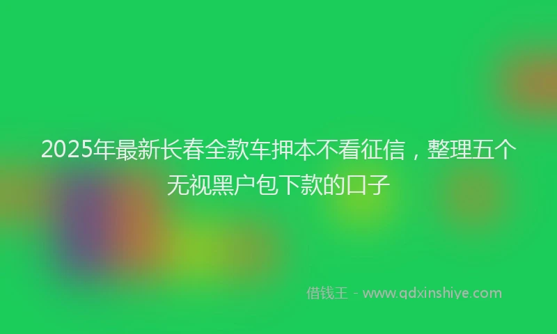 2025年最新长春全款车押本不看征信，整理五个无视黑户包下款的口子