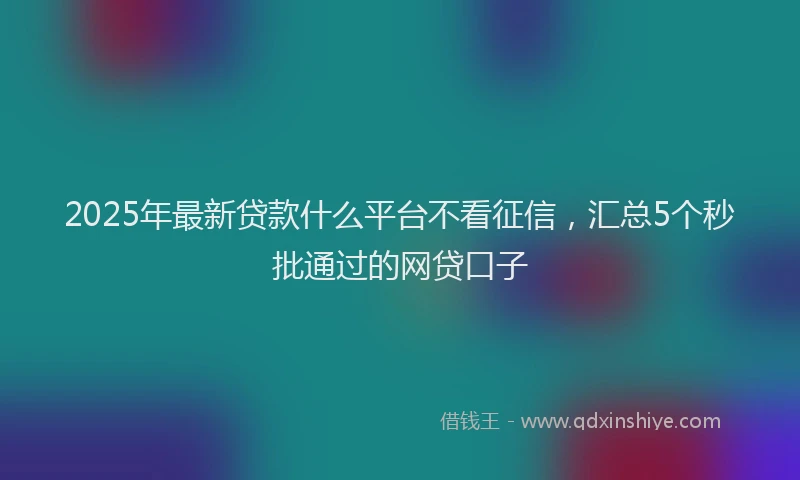 2025年最新贷款什么平台不看征信，汇总5个秒批通过的网贷口子