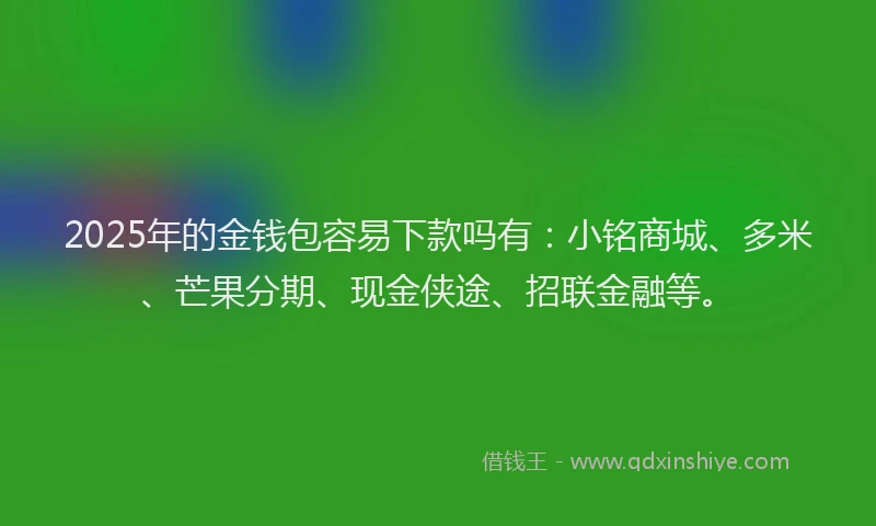 2025年的金钱包容易下款吗有：小铭商城、多米、芒果分期、现金侠途、招联金融等。
