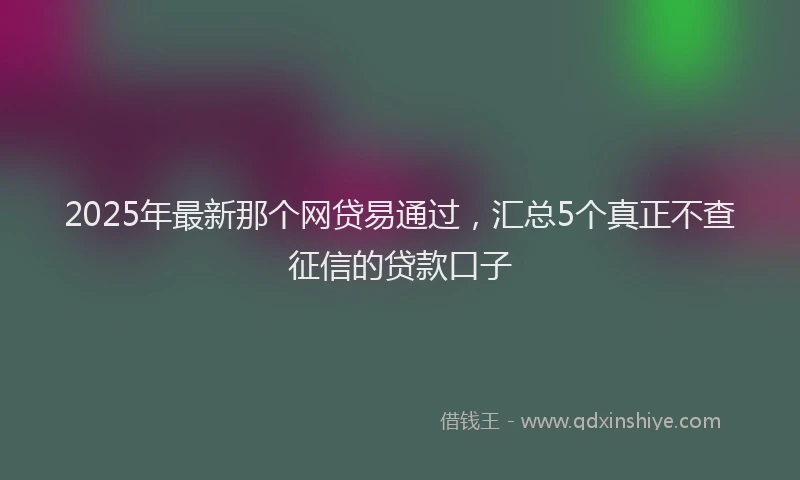 2025年最新那个网贷易通过，汇总5个真正不查征信的贷款口子