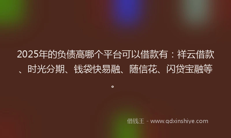 2025年的负债高哪个平台可以借款有：祥云借款、时光分期、钱袋快易融、随信花、闪贷宝融等。