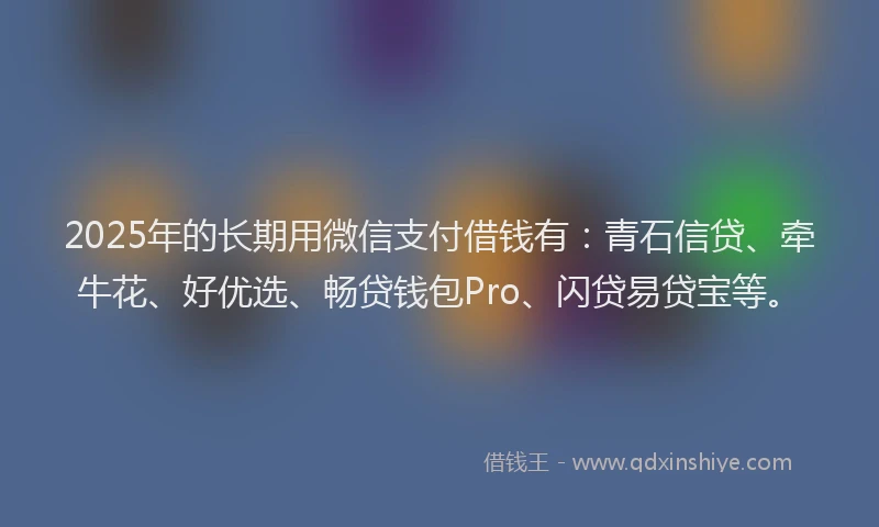 2025年的长期用微信支付借钱有：青石信贷、牵牛花、好优选、畅贷钱包Pro、闪贷易贷宝等。