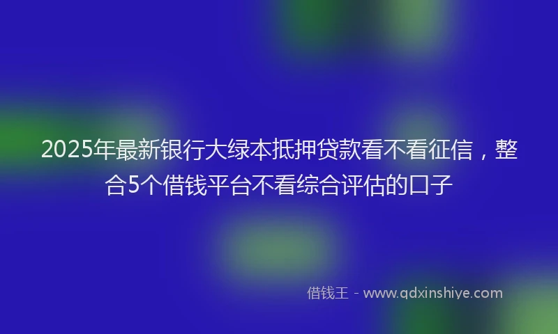 2025年最新银行大绿本抵押贷款看不看征信，整合5个借钱平台不看综合评估的口子