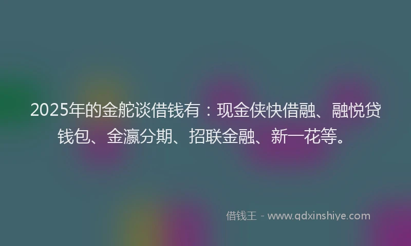 2025年的金舵谈借钱有：现金侠快借融、融悦贷钱包、金瀛分期、招联金融、新一花等。