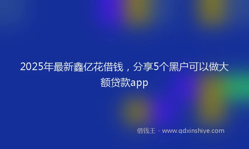 2025年最新鑫亿花借钱，分享5个黑户可以做大额贷款app